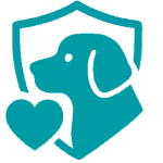 A dog's head in a shield with a heart.